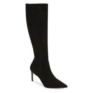 $850 Stuart Weitzman Stuart 85 Knee High Pointed Toe Zip Boot SUEDE 7 (PA13)
